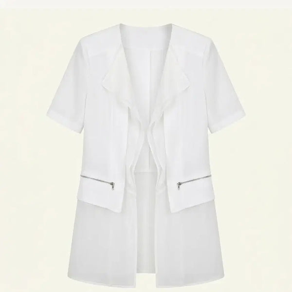 [BUNJANG] Catrinetto White Chiffon Summer Jacket / (새상품86%)까뜨리네뜨 여름 화이트 쉬폰자켓