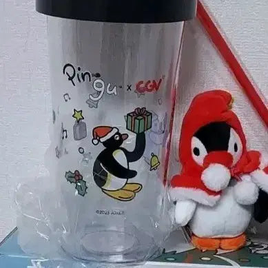 [BUNJANG] CGV Collaboration Pingu Tumbler & Keychain Set / CGV  콜라보  핑구 텀블러  800m  & 키링