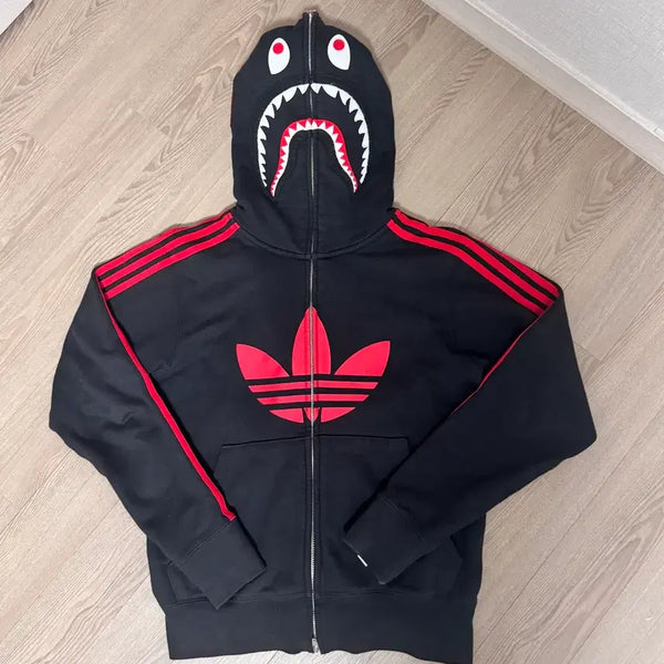 [BUNJANG] BAPE x Adidas Shark Hoodie / 베이프 아디다스 샤크 후드집업