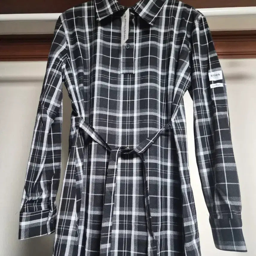 [BUNJANG] KTRS Catharsis Check Pattern Shirt Dress (Black/White) / KTRS 카타르시스 체크 패턴 셔츠 원피스 블랙 화이트