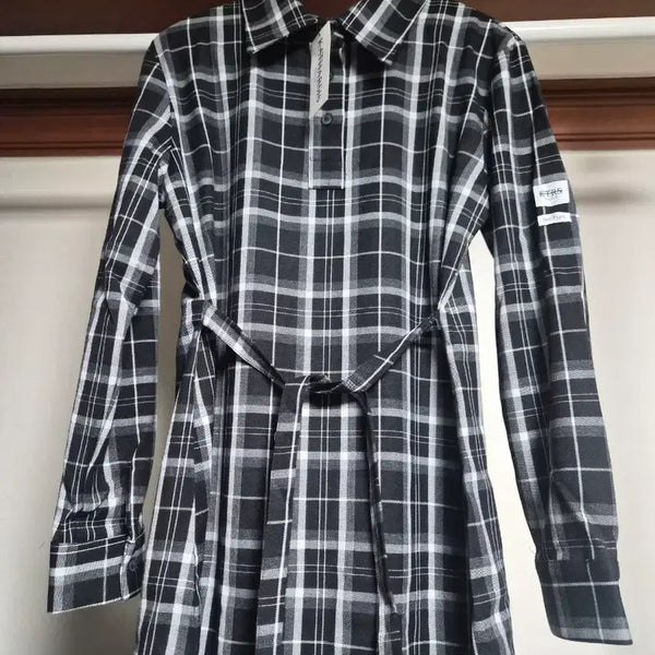 [BUNJANG] KTRS Catharsis Check Pattern Shirt Dress (Black/White) / KTRS 카타르시스 체크 패턴 셔츠 원피스 블랙 화이트