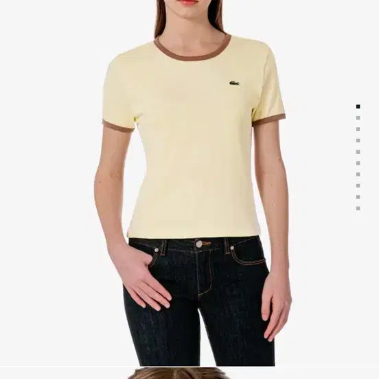 [BUNJANG] Lacoste Ringer Short Sleeve T-Shirt Yellow / 라코스테 링거 반팔 티셔츠 옐로우