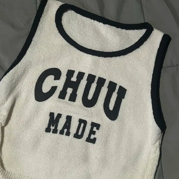 [BUNJANG] Cropped Shirring Knit Tank Top / 크롭 셔링 니트 나시