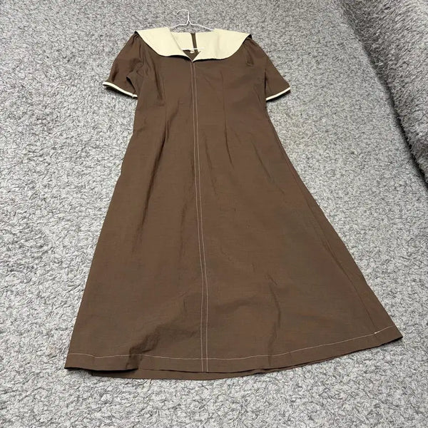 [BUNJANG] Brown Flat Collar Long Dress / 플랫카라 브라운 롱 원피스