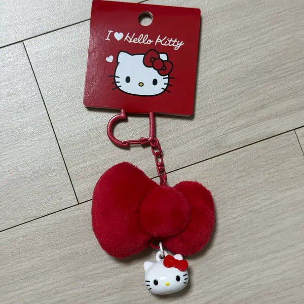 [BUNJANG] I Love Hello Kitty Ribbon Keychain Red / 아이 러브 헬로키티 리본 키체인 레드