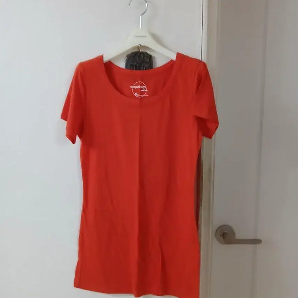 [BUNJANG] Emphlam Orange Short-Sleeve T-Shirt / 새제품 엠폴햄 emplham 주황 반팔 티 가슴단면 42정도