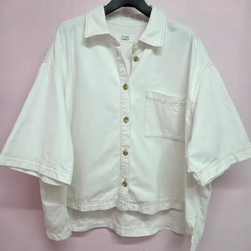 [BUNJANG] Studio Tomboy Oversized Cotton Short Sleeve Shirt / 스튜디오 톰보이 오버핏 코튼 반팔 셔츠