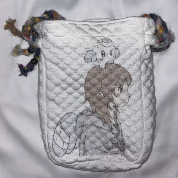 [BUNJANG] Hug Your Skin x JUBA Print Mini Bag (White) / 허그유어스킨 X 주바 JUBA 프린트 미니백 (화이트) 모리걸 빈티지 페어리 허유스 니혼진 퀄팅 핸드메이드 y2k 코케트