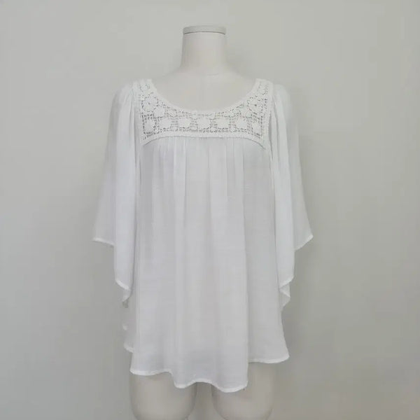 [BUNJANG] White Crochet Lace Blouse / 화이트 크로셰 레이스 블라우스 일본빈티지