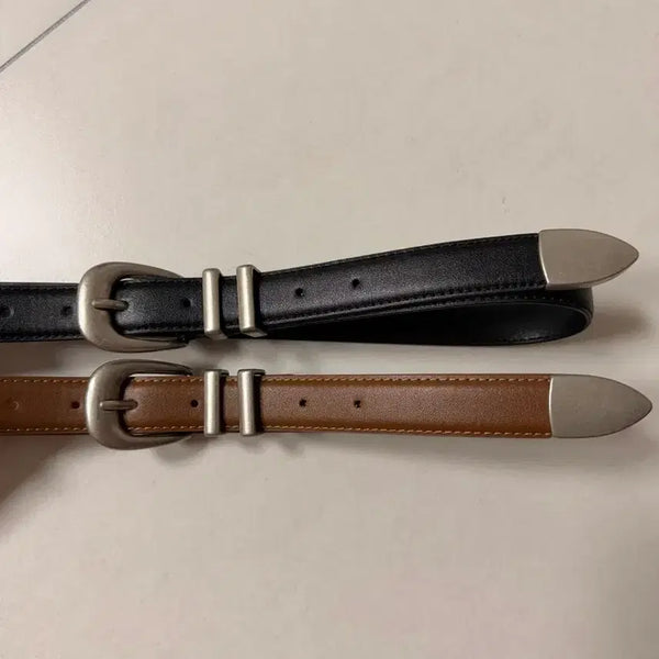 [BUNJANG] Unisex Leather Belt (Brown, Black) - Adjustable Waist Sizes 26-33 inches / 여자벨트 새상품 브라운 블랙 26부터33인치까지