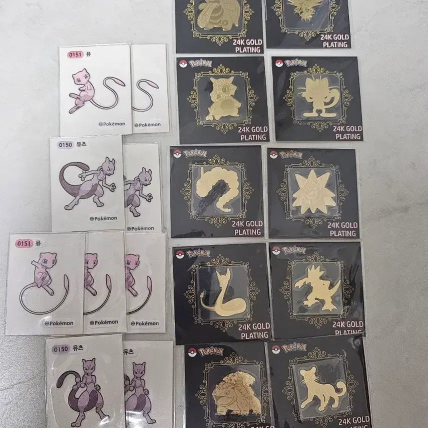 [BUNJANG] Pokemon 24k Ddakji Seal Bundle - Mewtwo, Mew / 포켓몬 24k 띠부씰, 뮤츠 띠부씰, 뮤 띠부씰 판매 해요