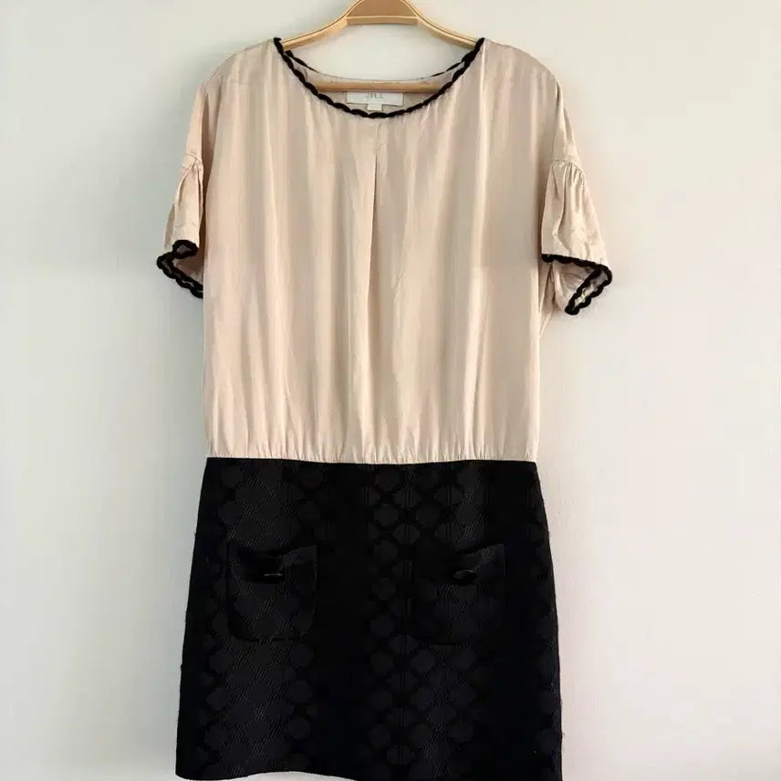 [BUNJANG] Jill Stuart Color Block Silk Blend Dress / 질스튜어트 배색 원피스