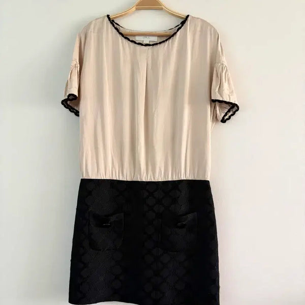 [BUNJANG] Jill Stuart Color Block Silk Blend Dress / 질스튜어트 배색 원피스