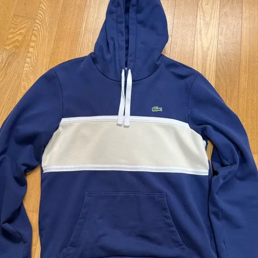 [BUNJANG] Lacoste Color Block Hoodie Navy/Beige / 라코스테 후드티 네이비/베이지