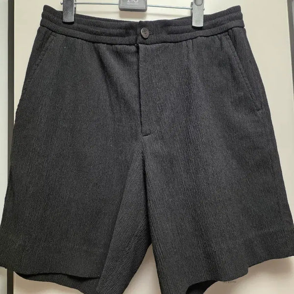 [BUNJANG] Solid Homme Crinkle Shorts Black Size 48 / 솔리드옴므 크링클 쇼츠(반바지) 48 사이즈 블랙