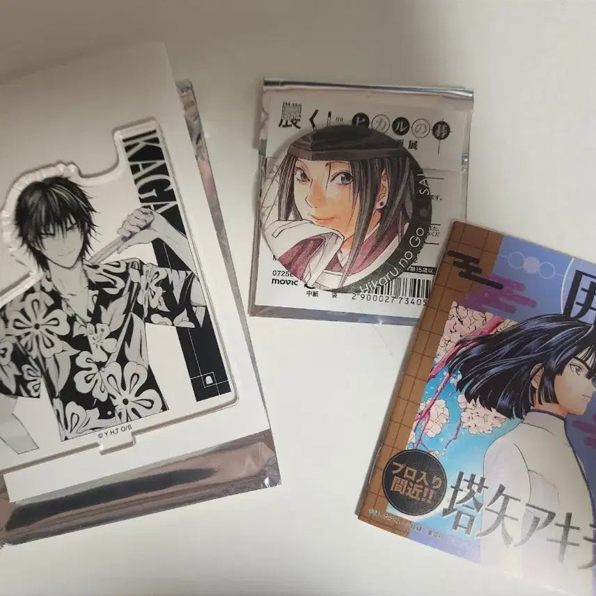 [BUNJANG] Hikaru no Go Ghost Battle Royal Exhibition Kagari Acrylic Stand & Can Badge Set / 히카루의 바둑 고스트 바둑왕 원화전 복권 카가 아크릴 스탠드 사이 캔뱃지