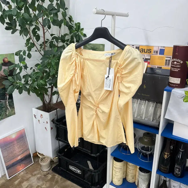 [BUNJANG] Regina Pyo Shirring Puff Blouse - Size 6 / 레지나표 셔링 퍼프 블라우스 새상품 6