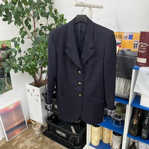 [BUNJANG] Burberry Women's Gold Button Wool Blazer UK 8 / 버버리 우먼 금장 울 블레이져 Uk8