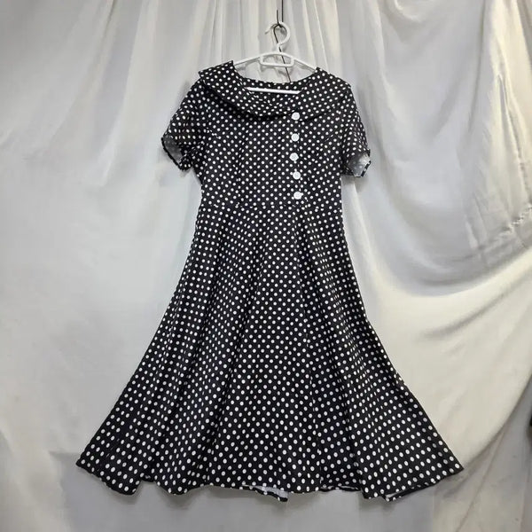 [BUNJANG] Polka Dot Pattern Women's Long Sleeve T-Shirt Dress / 도트 무늬 여성반팔 롱원피스