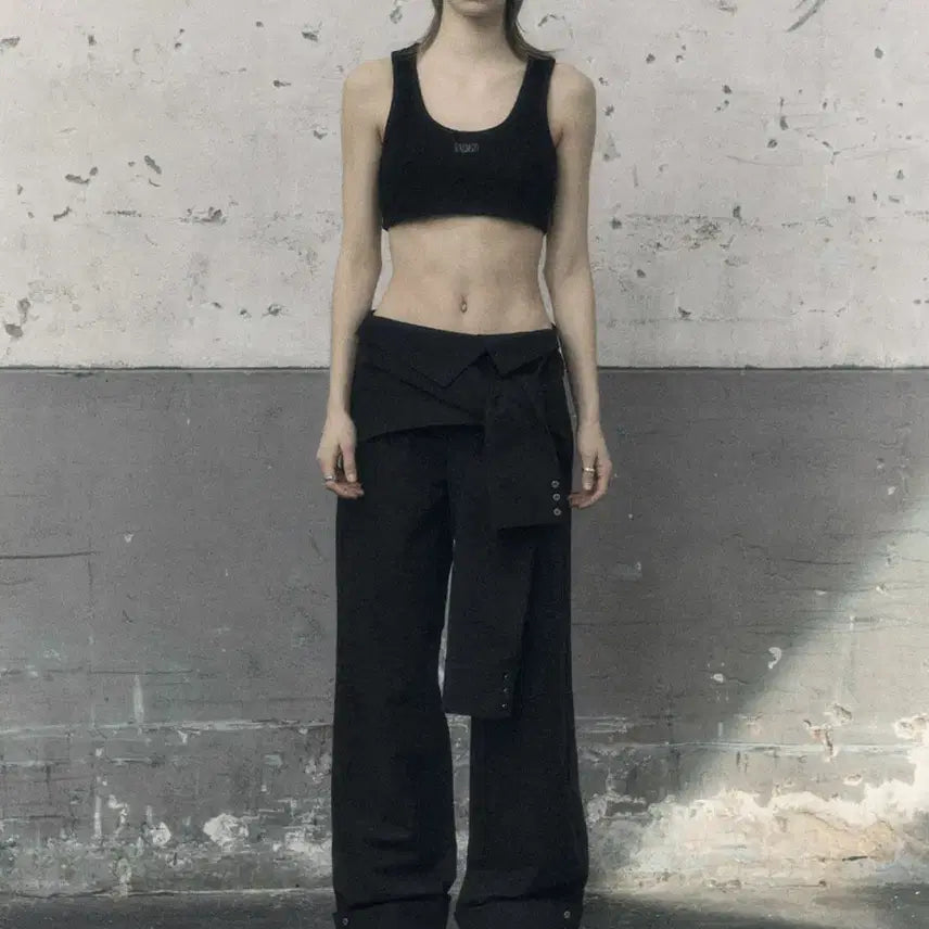 [BUNJANG] Bohemian Seoul TURNUP Wide Shirt Pants Black / 보헤미안서울 TURNUP WIDE SHIRT PANTS, BLACK