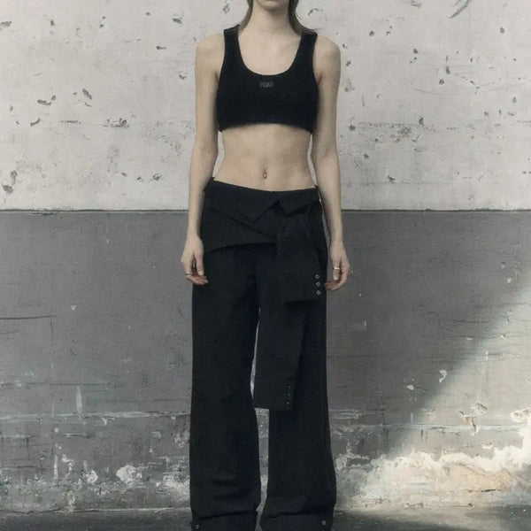 [BUNJANG] Bohemian Seoul TURNUP Wide Shirt Pants Black / 보헤미안서울 TURNUP WIDE SHIRT PANTS, BLACK