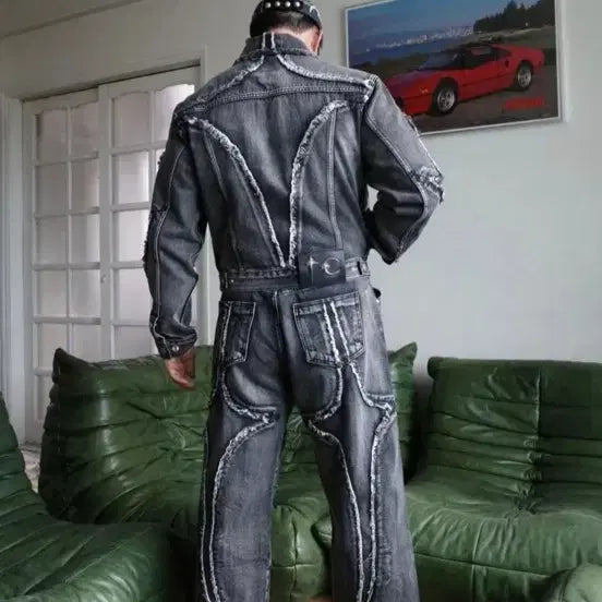 [BUNJANG] THUG CLUB Black Denim Setup / 떠그클럽 흑청 셋업