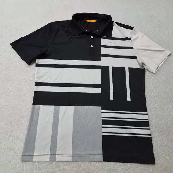 [BUNJANG] Louis Castel Golf Short-Sleeve Polo Shirt / 루이까스텔 골프 반팔 카라티 블랙 화이트 믹스 103~105