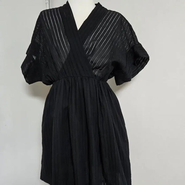 [BUNJANG] IRO Black Stripe See-through Dress / IRO 이로 블랙 원피스