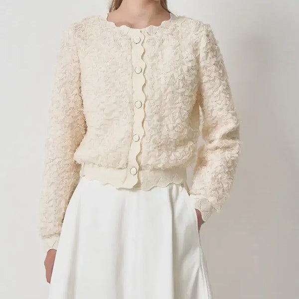 [BUNJANG] Floral Half Sleeve Crop Blouse / 25 마인 자수 플로럴 하프 슬리브 크롭 블라우스