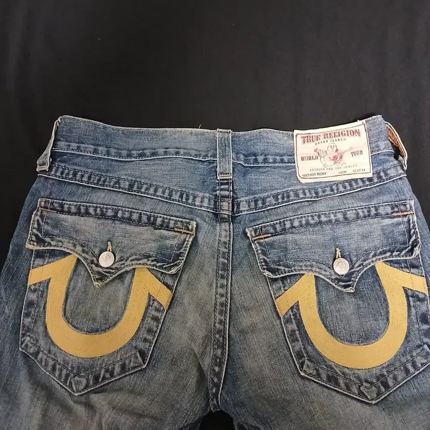 [BUNJANG] True Religion Vintage Straight Fit Denim Jeans / 아플리게 일자핏 트루릴리전 빈티지 데님 바지