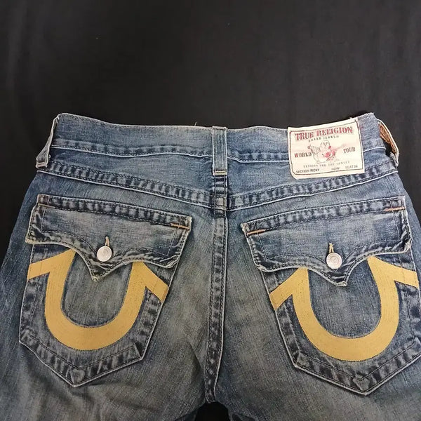 [BUNJANG] True Religion Vintage Straight Fit Denim Jeans / 아플리게 일자핏 트루릴리전 빈티지 데님 바지