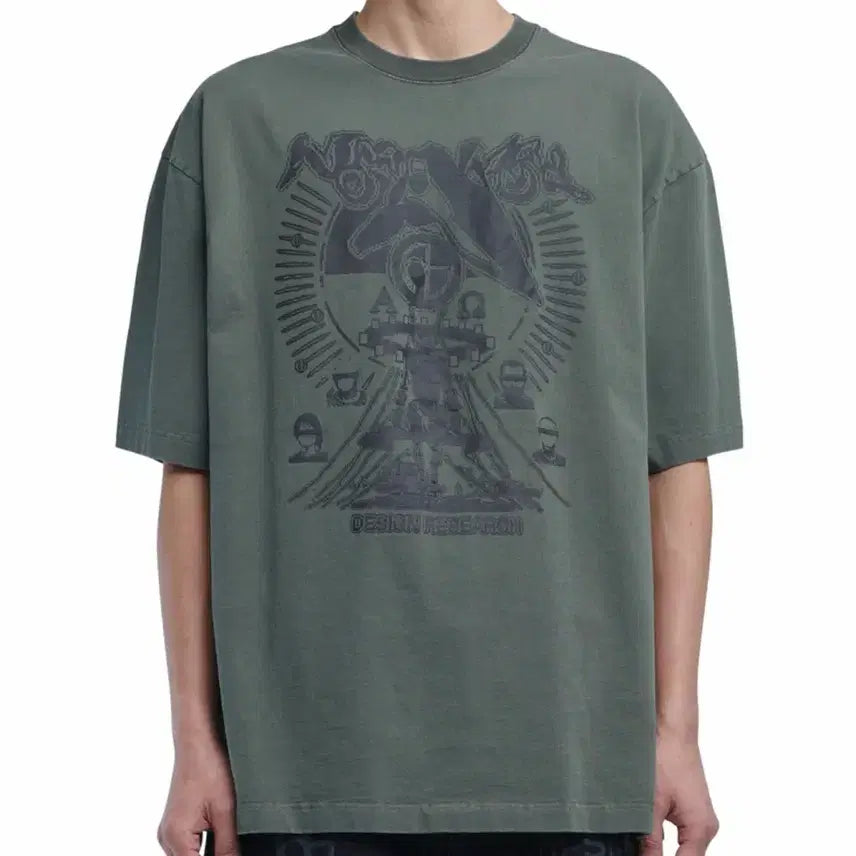 [BUNJANG] No Manual Cyber God T-Shirt Khaki L / 노매뉴얼 CYBER GOD 반팔 티셔츠 카키 L 100