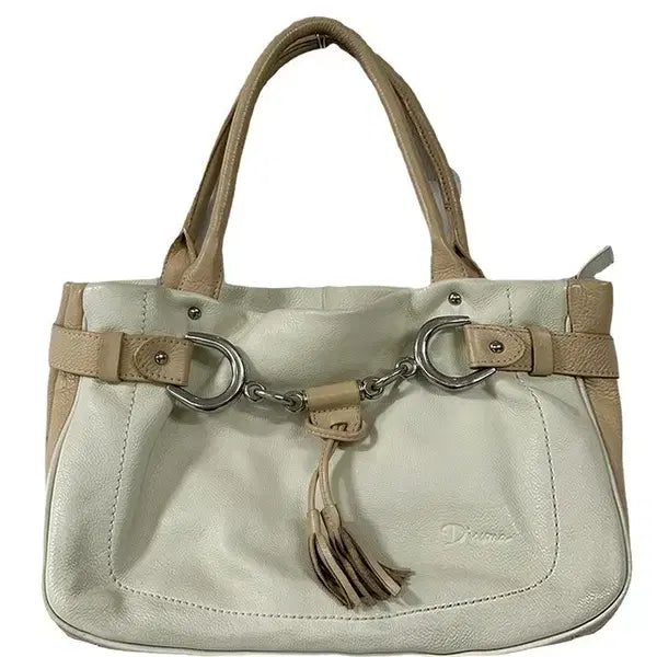 [BUNJANG] Disona Leather Vintage Decor Tote Bag Cream / [OS] DISSONA 레더 빈티지 장식 토트백 크림