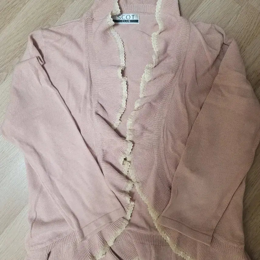 [BUNJANG] Vintage Fairy Pink Cardigan Knit Blouse Set / 빈티지 셋업 페어리 핑크 가디건 니트 블라우스 청치마