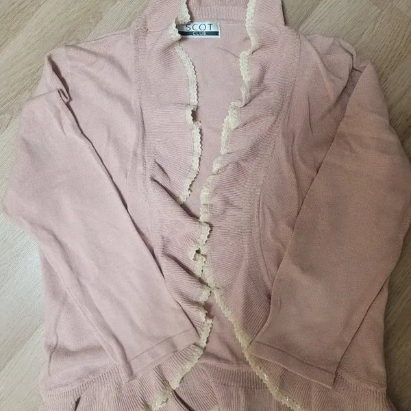 [BUNJANG] Vintage Fairy Pink Cardigan Knit Blouse Set / 빈티지 셋업 페어리 핑크 가디건 니트 블라우스 청치마