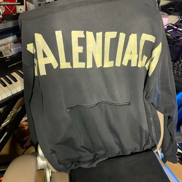 [BUNJANG] Balenciaga Oversized Tape Logo Hoodie L / 오버핏 발렌시아가 테이프 로고 후드티 L