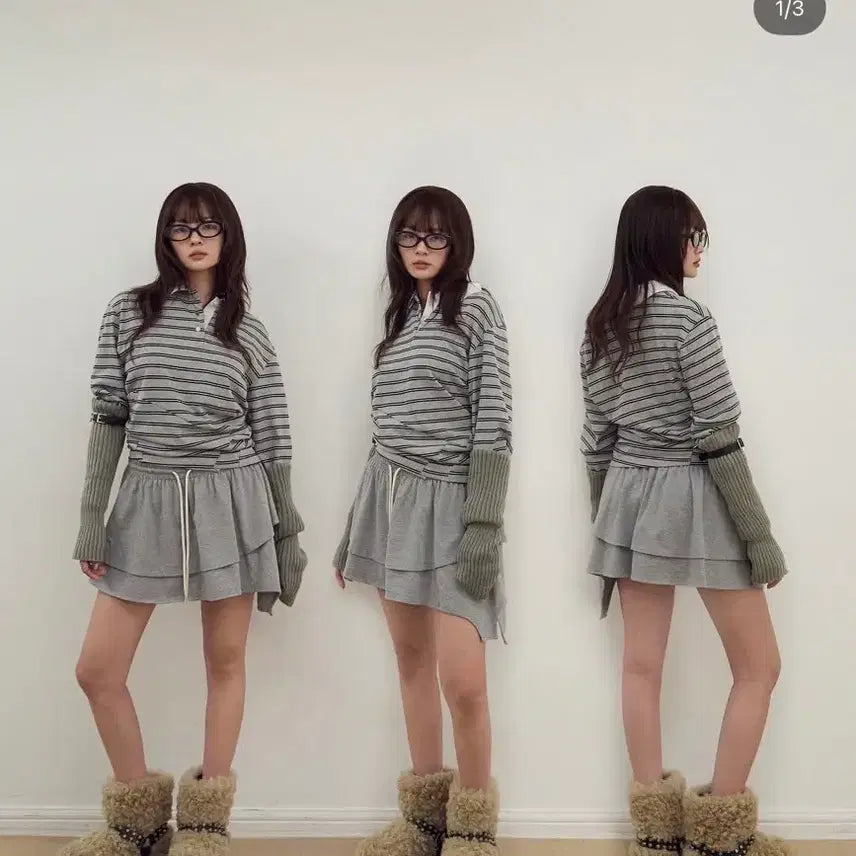 [BUNJANG] LCDC TM Frill Mini Skirt Layered Grey / lcdctm 엘씨디씨티엠 프릴 미니 스커트 레이어드 그레이