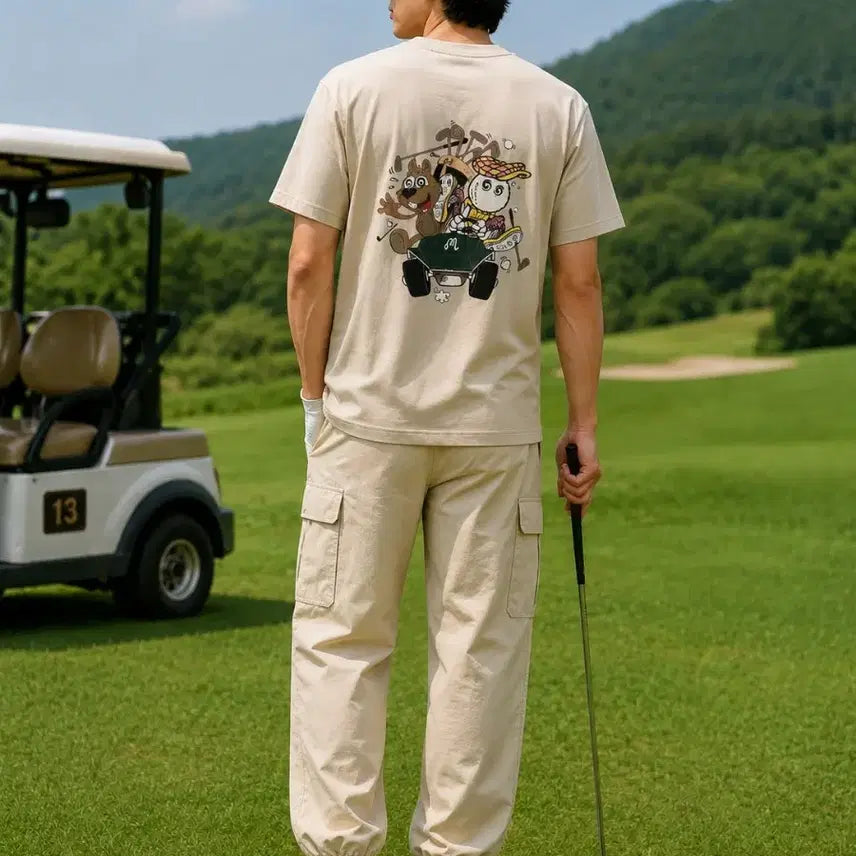 [BUNJANG] Malbon Golf Short Sleeve T-Shirt (Light Beige) / 말본 골프 반팔 티셔츠 (연베이지) 판매 사이즈 (M/L/XL)