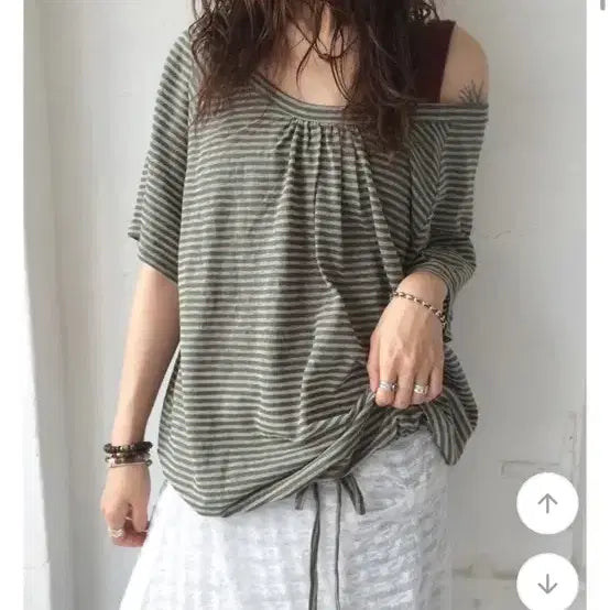 [BUNJANG] Striped Loose Fit T-Shirt / 단가라 루즈핏 티셔츠