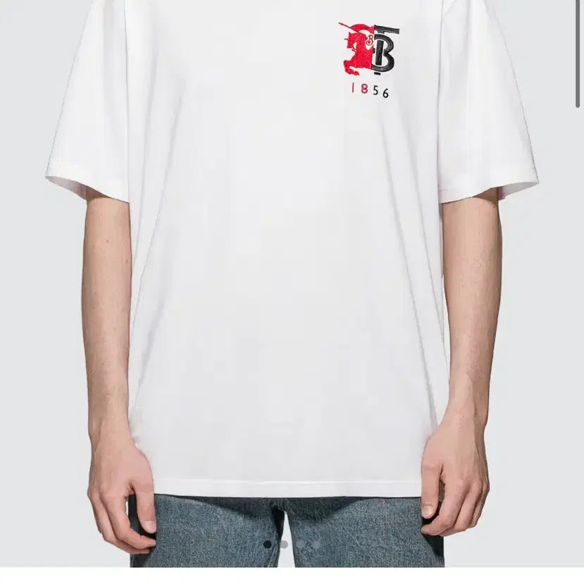 [BUNJANG] Burberry 1856 Logo Short Sleeve T-Shirt White / 버버리 1856 로고 반팔 티셔츠 화이트