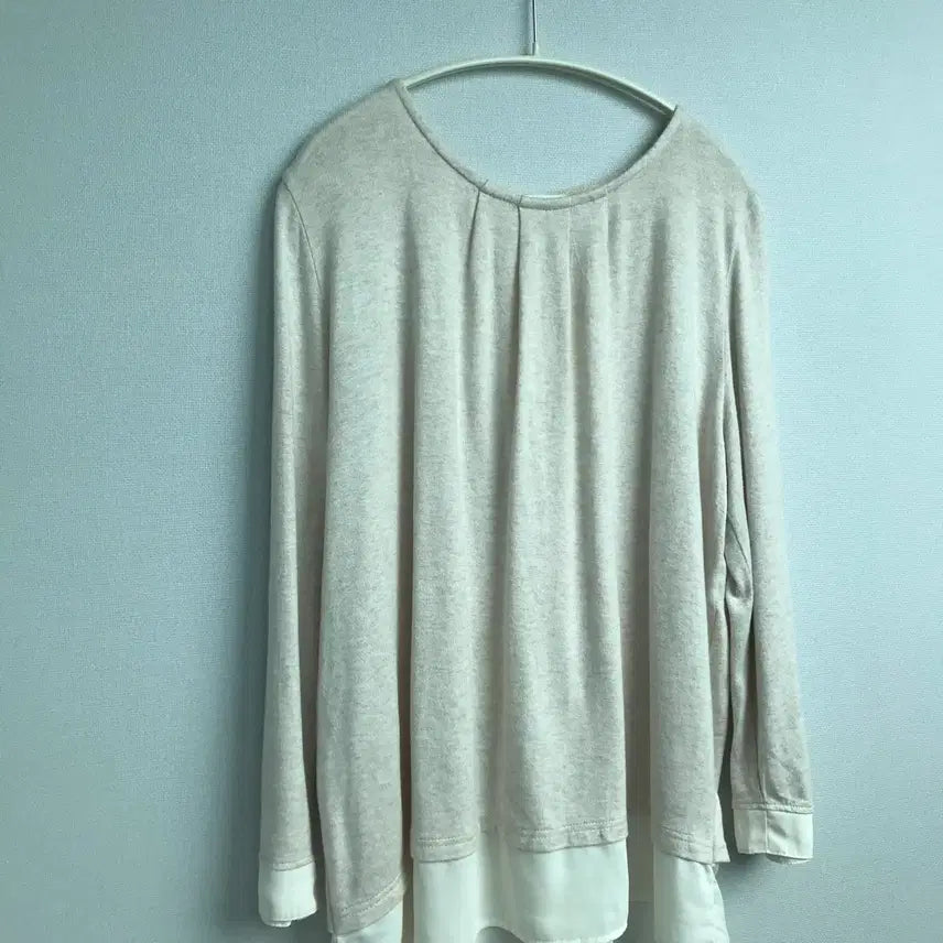 [BUNJANG] Maru Vintage Layered Pintuck Blouse T-Shirt Apricot / 마루빈티지 레이어드 핀턱 블라우스 티셔츠 살구색