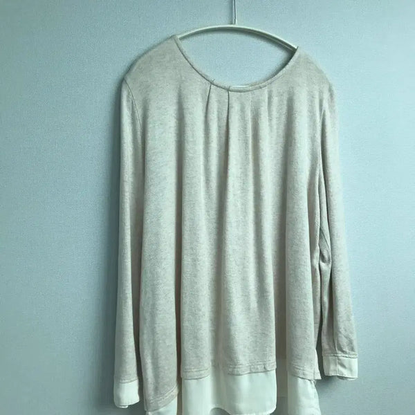 [BUNJANG] Maru Vintage Layered Pintuck Blouse T-Shirt Apricot / 마루빈티지 레이어드 핀턱 블라우스 티셔츠 살구색