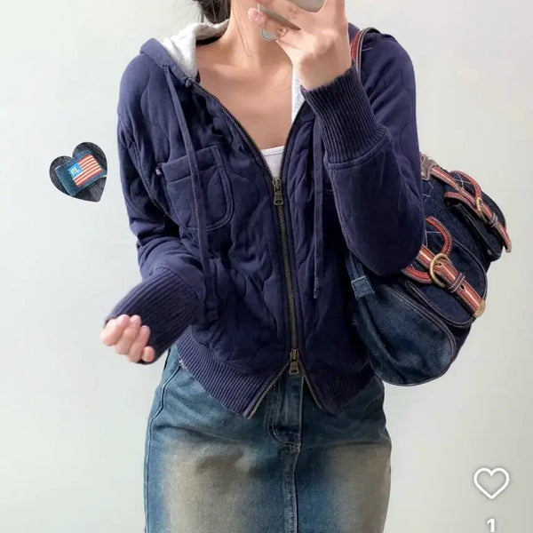 [BUNJANG] Polo Quilting Hooded Zip-Up Jacket / 폴로 퀼팅 후드집업 자켓