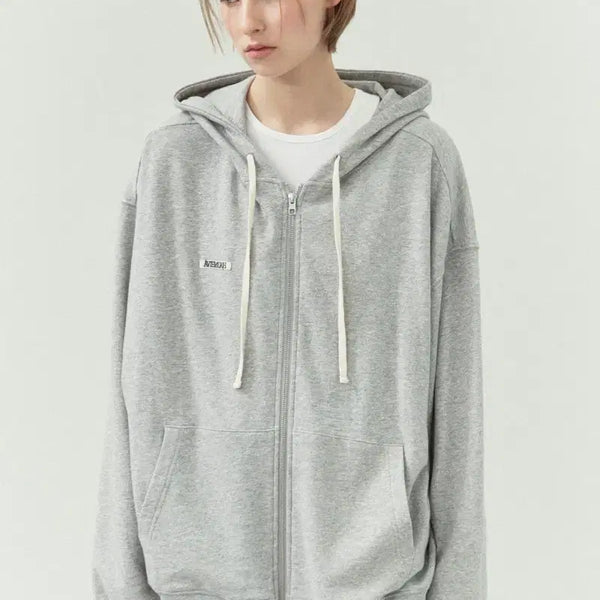 [BUNJANG] Avie Muah Essential Basic Cotton Zip-Up Hoodie / (새상품) 아비에무아 avie muah 에센셜 베이직 코튼 집업 후디