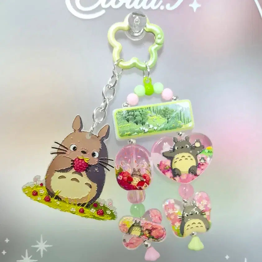 [BUNJANG] Handmade Totoro Cherry Blossom Edition Keyring / 핸드메이드 토토로 키링 벚꽃 에디션