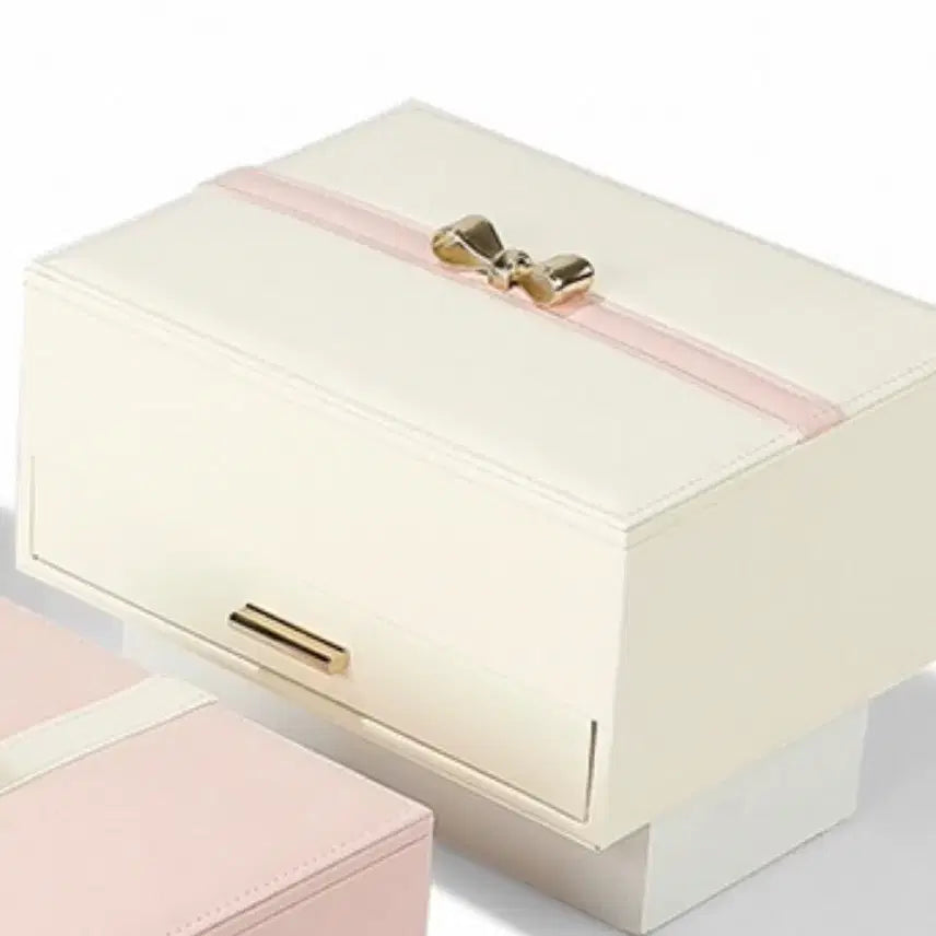 [BUNJANG] Ivory 2-Tier Ribbon Jewelry Box Accessory Organizer / 아이보리 2단 리본 보석함 악세사리정리함