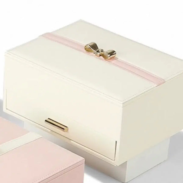 [BUNJANG] Ivory 2-Tier Ribbon Jewelry Box Accessory Organizer / 아이보리 2단 리본 보석함 악세사리정리함