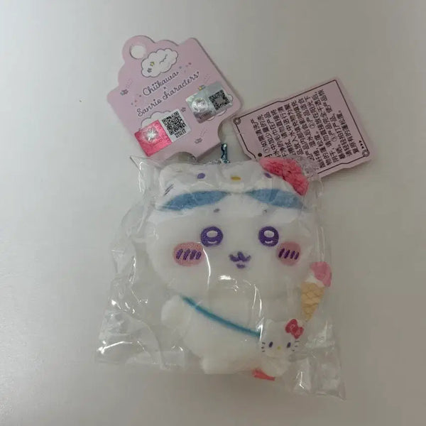 [BUNJANG] Miniso x Chiikawa x Sanrio Collaboration Hachiware & Hello Kitty Plush Keychain / 미니소 먼작귀 치이카와 산리오 콜라보 인형 키링 하치와레 헬로키티