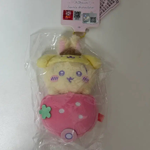 [BUNJANG] Miniso x Chiikawa x Sanrio Collaboration Strawberry Usagi & Pompompurin Plush Keychain / 미니소 먼작귀 치이카와 산리오 콜라보 인형 키링 딸기 우사기 폼폼푸린