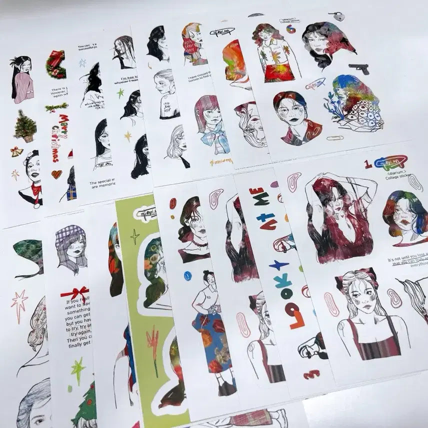 [BUNJANG] Adearium Drawing Sticker Set (16 Sheets) / A디아리움 드로잉 스티커 16매
